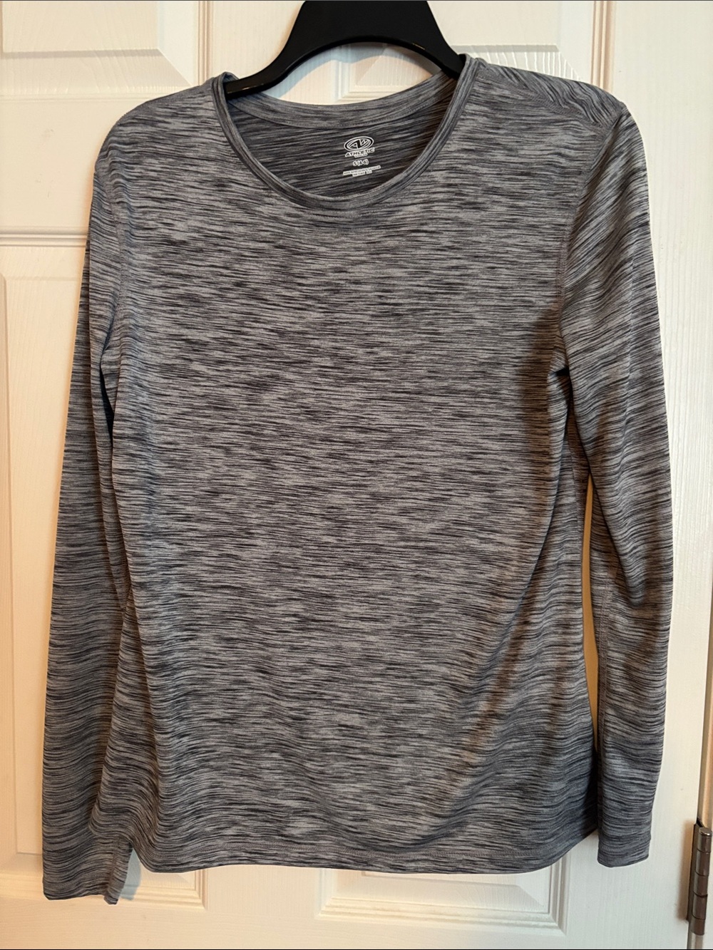 Athletic Works Gray Space Dye Long Sleeve Crew Top